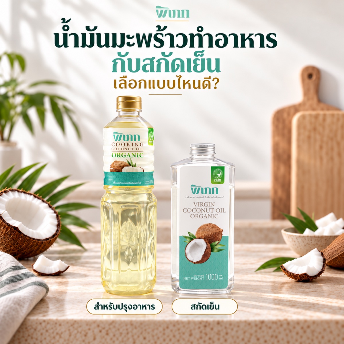 น้ำมันมะพร้าวพิเภกสำหรับปรุงอาหารและสกัดเย็น เลือกใช้ให้เหมาะกับคุณ