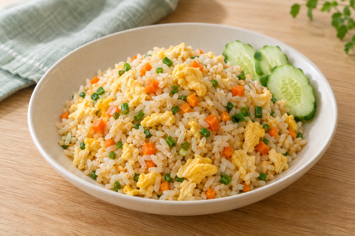 ข้าวผัดไข่ใส่แครอตและต้นหอม ไอเดียใช้น้ำมันมะพร้าวผัดอาหาร