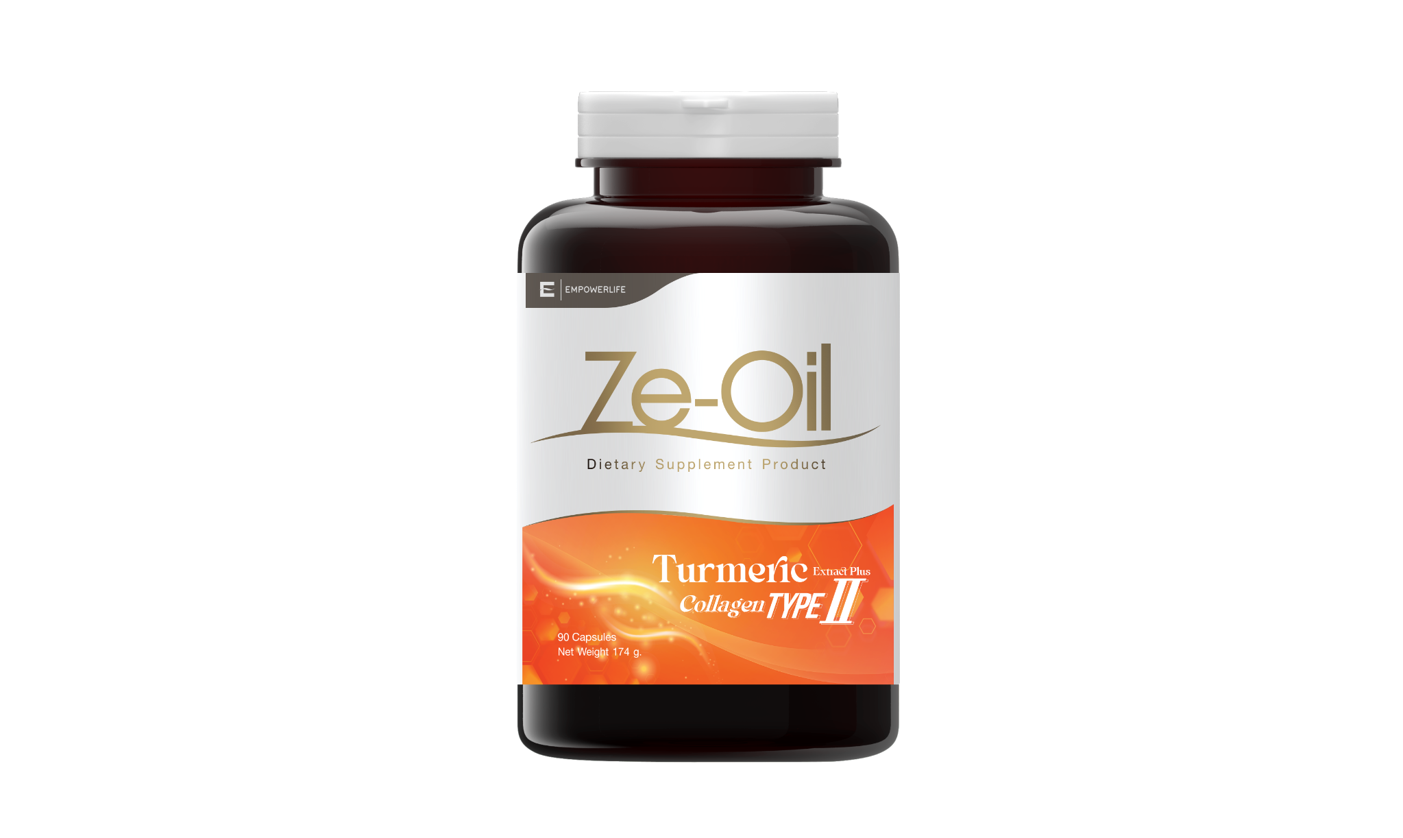 ขวด ZE-OIL TURMERIC ขนาด 90 แคปซูล ภาพบรรจุภัณฑ์ต้นฉบับ